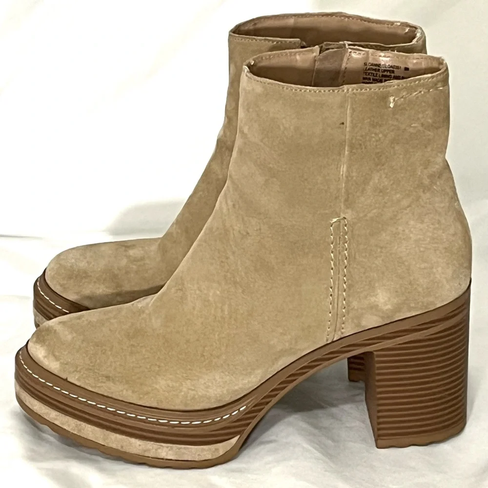 Steve Madden Suede Leather Platform Heeled Ankle Booties Size 9 - Picture 11 of 12